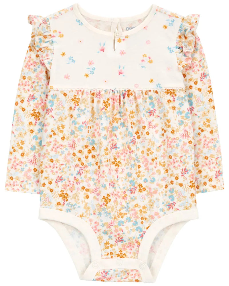 Pañalero De Punto Manga Larga Estampado Floral Oshkosh B'Gosh
