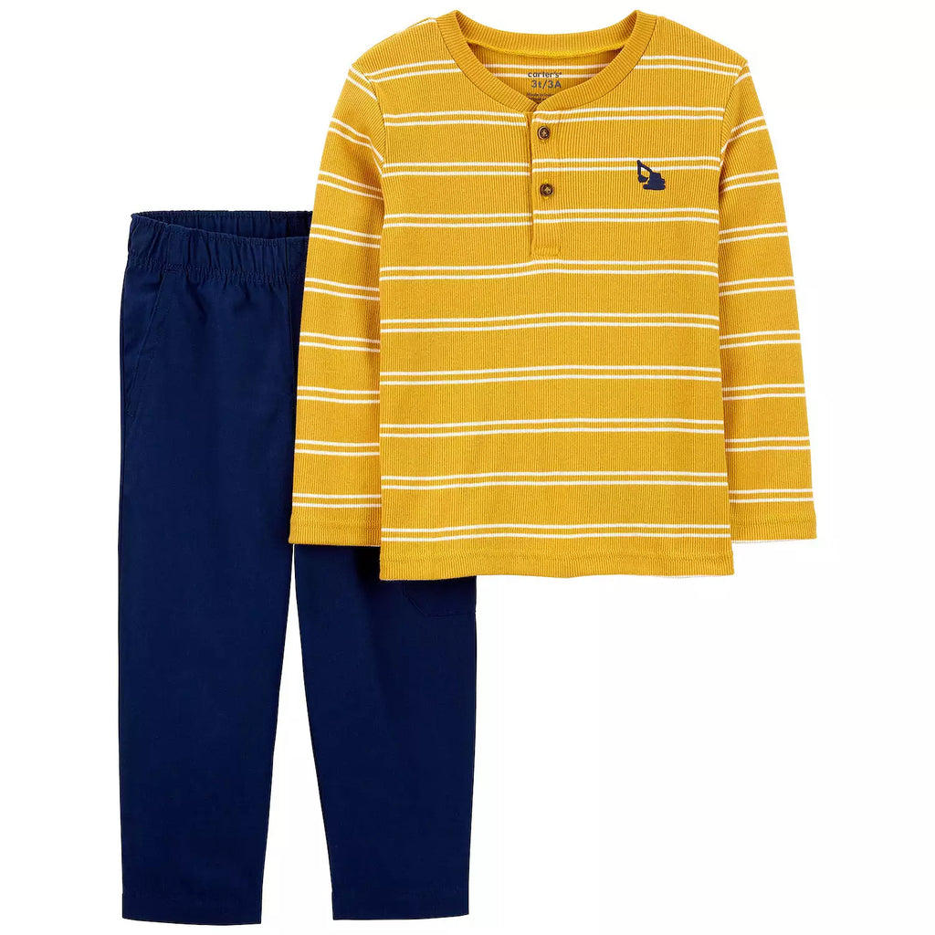 Conjunto De 2 Piezas Con Camiseta A Rayas Y Pantalón De Lona Carter's